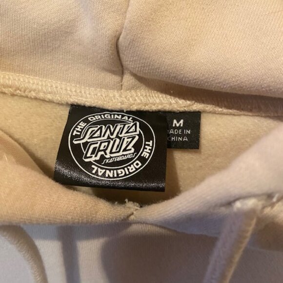 Men's Santa Cruz Beige OD Green Tie Dye Hoodie Sweatshirt Size M - Picture 3 of 6